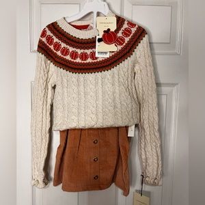 Girls Autumn sweater pumpkin outfit Cynthia Rowley 3 pc